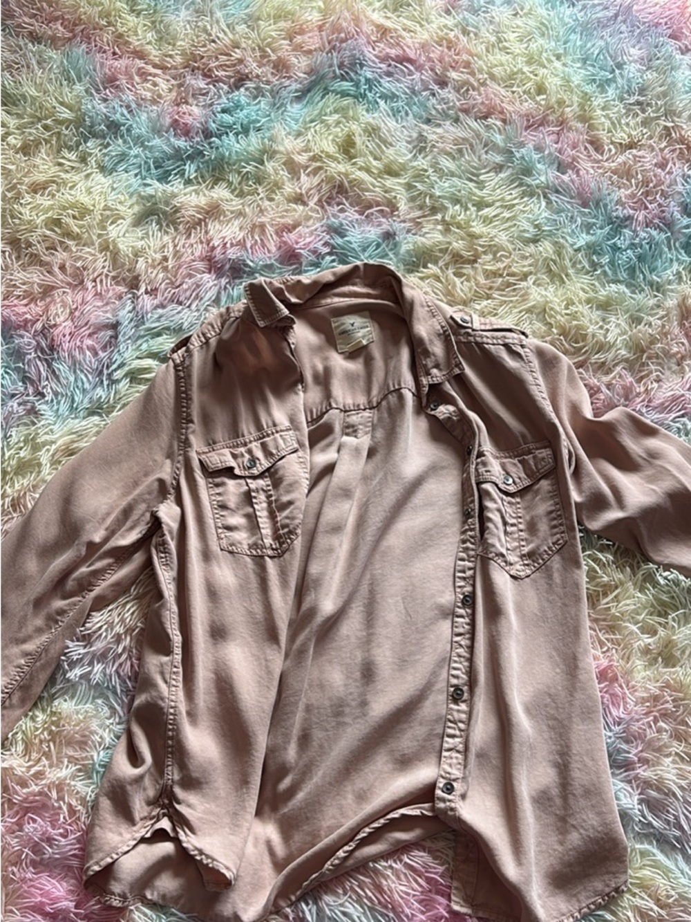 American Eagle Outfitters Boyfriend Fit Shirt Jacket in Mauve